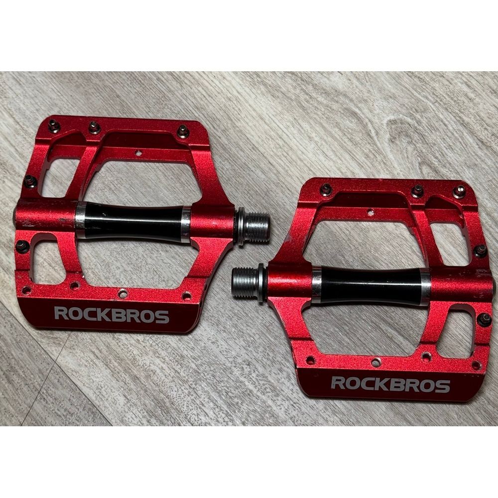 ROCKBROS MTB Bike Pedals Aluminum Alloy Sealed Bearing Pedals 9/16" Red